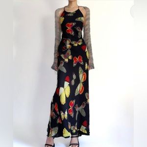 Vintage CACHE 90’s silk butterfly maxi